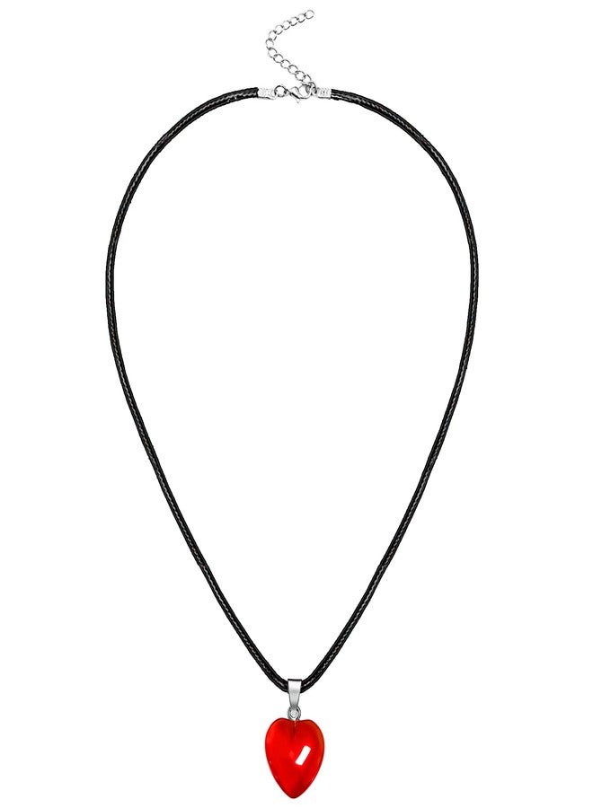 mintolex Red Heart Necklace for Women Adjustable Glass Heart Pendant Black Choker Necklace Dainty Cute Y2K Valentines Jewelry Gifts for Her, Red Heart - Image 1
